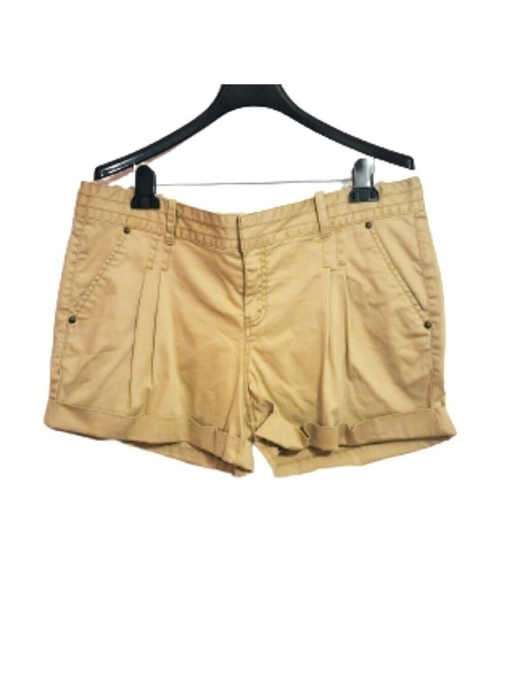 Route 66 Khaki High Waist Pleated Stretch Shorts 15/16